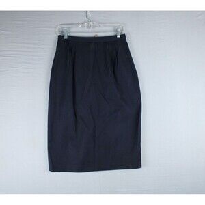 Vintage Womens Size 10 Knee Polyester Blend Skirt Blue Lined 80's Made In ROC